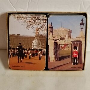 Waddingtons Playing Cards Buckingham Palace Windsor Castle 2 Decks Vintage 50's